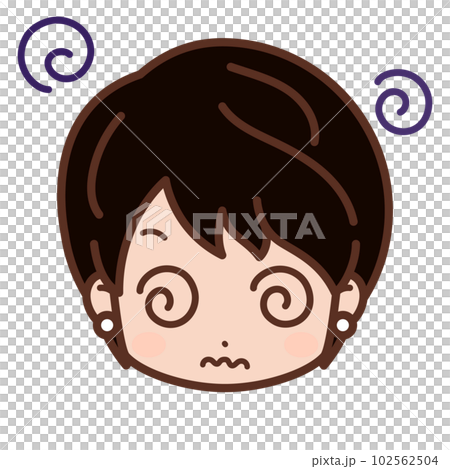 顔・表情アイコン(目がまわる)/女性・若い【2】 顔・表情アイコン(目がまわる)/女性・若い【2】 102562504