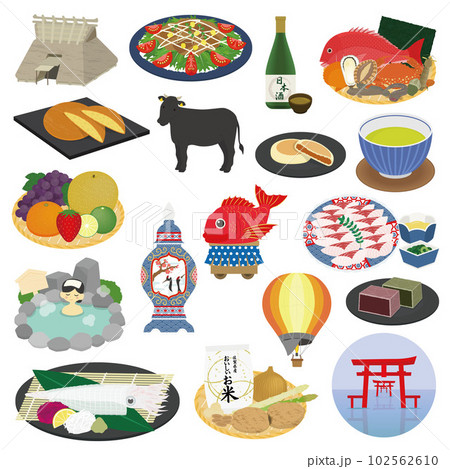 佐賀県の名物のイラストセット 佐賀県の名物のイラストセット 102562610