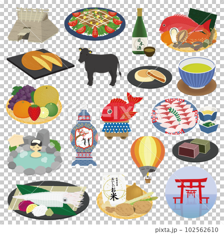 佐賀県の名物のイラストセット 佐賀県の名物のイラストセット 102562610