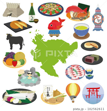 佐賀県の名物のイラストセット 102562611
