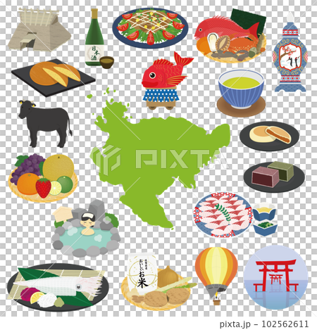 佐賀県の名物のイラストセット 102562611