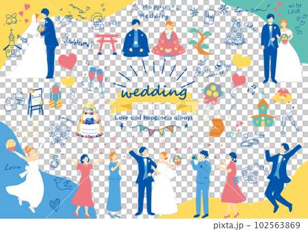 Illustration material collection that is easy to use for weddings Illustration material collection that is easy to use for weddings 102563869