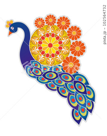 クジャクのカラフルなランゴリのイラスト 102564732