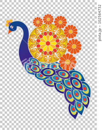 クジャクのカラフルなランゴリのイラスト 102564732