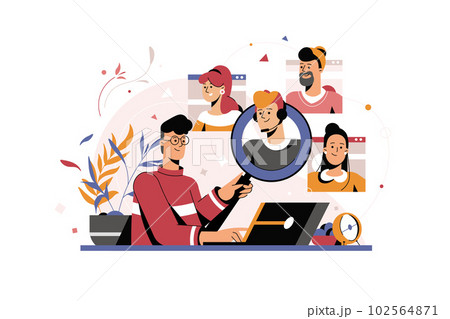 man searching for people, hiring concept.Looking for 102564871