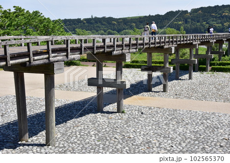 島田市　大井川に架かる蓬莱橋と879.4（やくなし）広場 102565370
