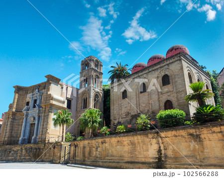 San Cataldo and Martorana churches, Palermo, Sicily, Italy San Cataldo and Martorana churches, Palermo, Sicily, Italy 102566288
