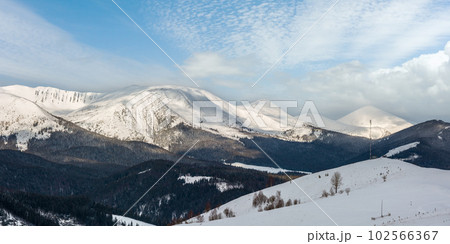 Morning winter mountain ridge Morning winter mountain ridge 102566367