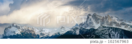 Beautiful winter mountain panorama Beautiful winter mountain panorama 102567963