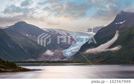 Lake Svartisvatnet and Svartisen Glacier, Norway 102567999