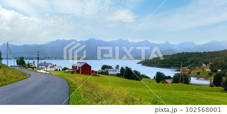 Fjord summer cloudy view (Norway) 102568001