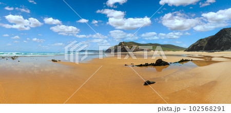 Summer sandy beach (Algarve, Costa Vicentina, Portugal). 102568291