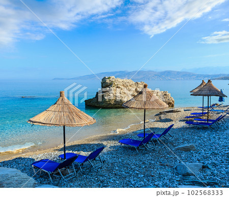 Summer morning Pulebardha beach (Albania). 102568333