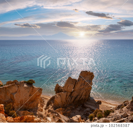 Summer Sithonia rocky coast, Greece. Summer Sithonia rocky coast, Greece. 102568387