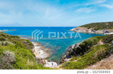 Summer sea coast landscape, Halkidiki, Sithonia, Greece. 102568403