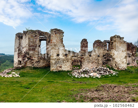 Pidzamochok castle spring ruins, Ternopil Region, Ukraine. Pidzamochok castle spring ruins, Ternopil Region, Ukraine. 102568462