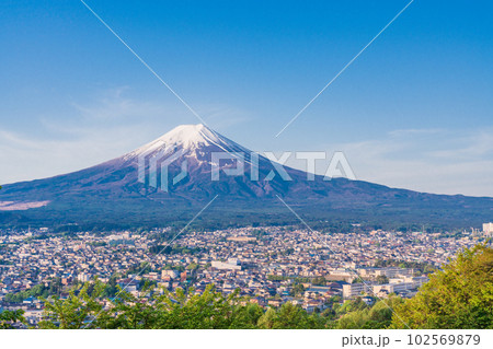 (山梨県)日本の美・新緑の新倉山浅間公園から望む富士山 早朝 (山梨県)日本の美・新緑の新倉山浅間公園から望む富士山 早朝 102569879