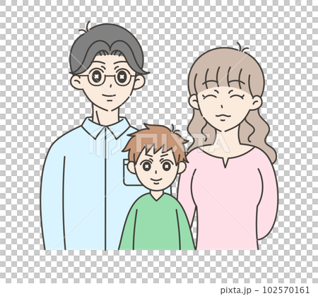 Illustration of a family of three, a boy, a father and a mother 2 Illustration of a family of three, a boy, a father and a mother 2 102570161