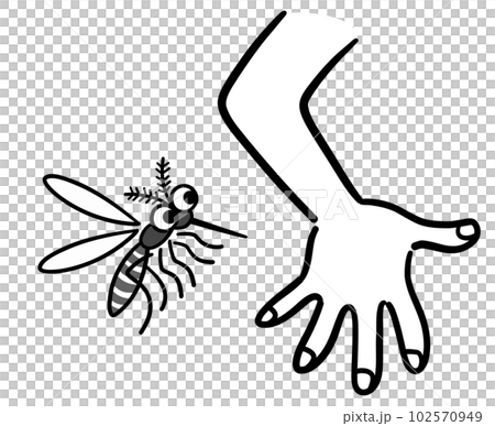 人を襲う蚊　白黒 102570949