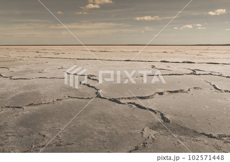 Broken soil in the bed of a salt mine, La Pampa, Argentina Broken soil in the bed of a salt mine, La Pampa, Argentina 102571448