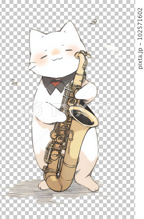 吹薩克斯的白貓① 吹薩克斯的白貓① 102571602