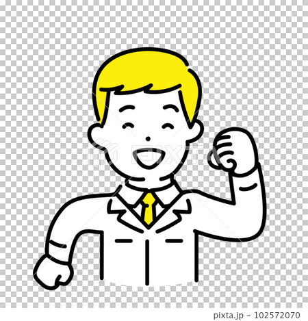 かわいい人物のイラストシリーズ _ 男性のエンジニア _ 歩く　 102572070