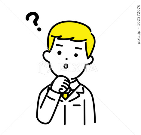 かわいい人物のイラストシリーズ _ 男性のエンジニア _ 疑問　 102572076