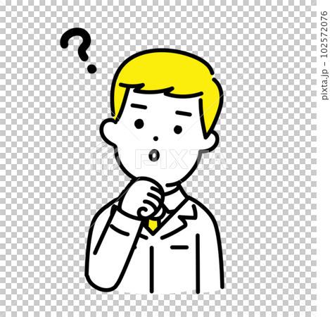 かわいい人物のイラストシリーズ _ 男性のエンジニア _ 疑問　 102572076