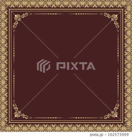 Floral Abstract Square Vector Frame With Arabesques 102573009