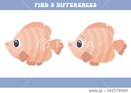Find 3 differences between the two fish....のイラスト素材 [102574000] - PIXTA