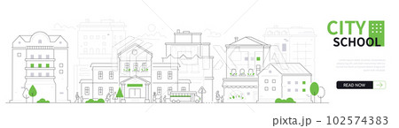 City school - modern thin line design style vector banner City school - modern thin line design style vector banner 102574383