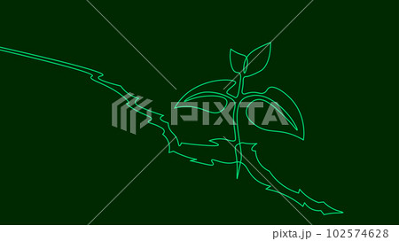 Plant sprout ecological abstract concept. One continuous line tree leaves. Save planet Earth nature environment grow life eco sketch vector illustration 102574628
