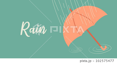 Raindrops on a blue background. Rainfall. Water. Retro. Template for a website, banner, poster. Vector flat illustration. 102575477