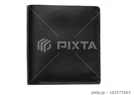 Black male purse on a white background.Compact wallet Black male purse on a white background.Compact wallet 102575903