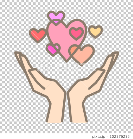 A hand that conveys a lot of hearts 102576253