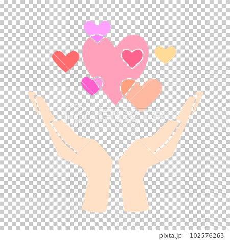 A hand supporting a full heart No main line 102576263