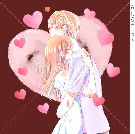 ハグをする男女　夏　ハート 102577907