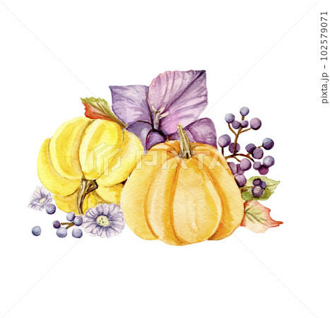 Watercolor hand drawn autumn square frame. Illustration of autumn. Perfect for scrapbooking, kids design, wedding invitation, posters, greetings cards, party decoration. 102579071