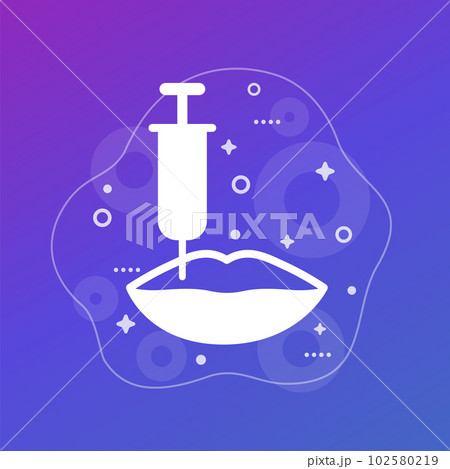 filler injection in lips icon, vector 102580219