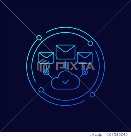 email service line vector icon with a cloud 102580246