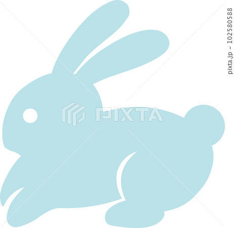 日本の伝統的文様風 跳ねるうさぎのイラスト ライトブルー 102580588
