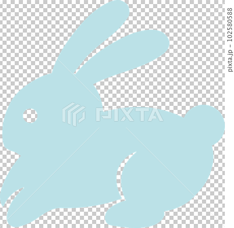 日本の伝統的文様風 跳ねるうさぎのイラスト ライトブルー 102580588