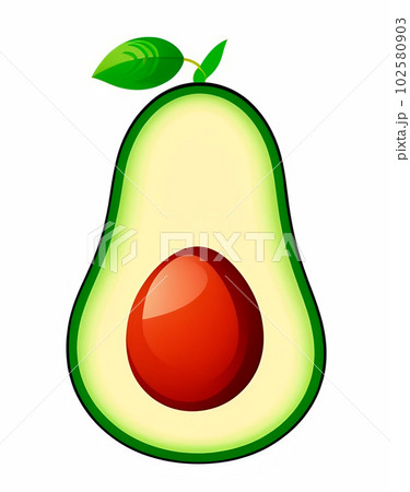 Avocado fruit is fresh and healthy. Avocado halves highlighted in close-up on a white background. 3D-rendering 102580903