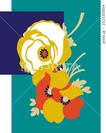 OLGA (1979) "flower power" decorative floral bouquet No.1. Late 1970s fashion style, hand-drawn vector illustration. OLGA (1979) "flower power" decorative floral bouquet No.1. Late 1970s fashion style, hand-drawn vector illustration. 102580904