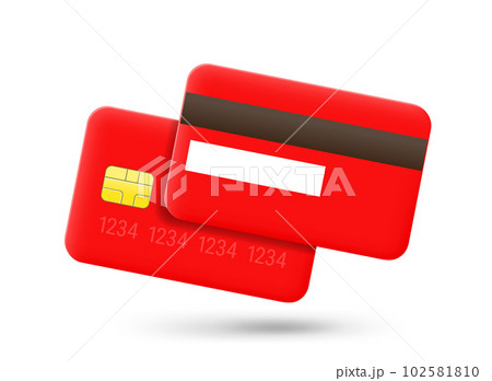 Plastic banking cards set isolated on white background. 3d vector illustration 102581810