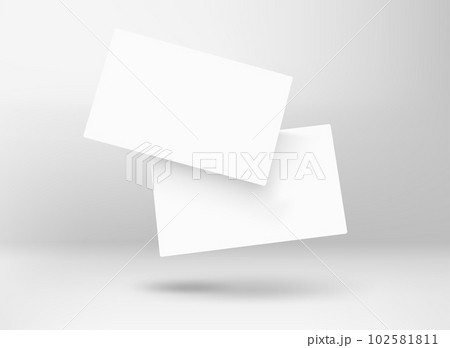 Two blank white business cards in perspective. 3d vector mockup for branding 102581811
