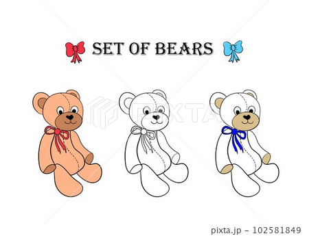 Teddy Bear Icon Brown Teddy Bear Toy Set | Teddy Bears Icon Love Vector Illustration Logo | Stuffed Teddy-Bear Happy Teddy Bear Icon Isolated Collection 102581849