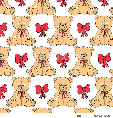 Cute cartoon Bohemian nursery print. Vector safari print for wall decor in children's bedroom. Cute African animals characters - bear - seamless pattern 102581850