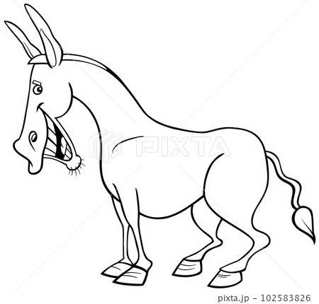 cartoon donkey farm animal character coloring page 102583826