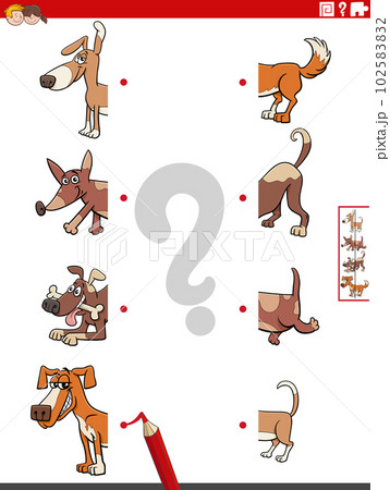 match halves of pictures with dogs educational game 102583832